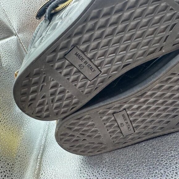 Size 40 - Giuseppe Zanotti Womens Black Leather High Top‎ Gold Quilted Sneakers - Picture 9 of 9
